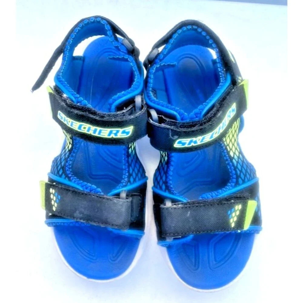 Skechers Mega Boys Sandals Size 3 Youth Light-up Multi Adjust Straps Water Shoes